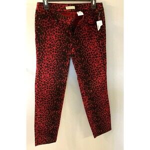 NWT Paris Blues Animal Print Skinny Pants Red & Black Size 9